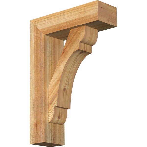 Ekena Millwork Olympic Block Rough Sawn Bracket w/ Offset Brace, Western Red Cedar, 6"W x 18"D x 26"H BKT0604X18X26OLY05RWR - main